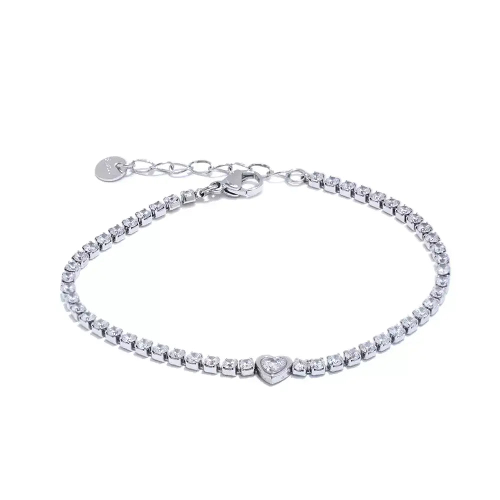 Pulseira Feminina Coração Brilhante,
Joia delicada para presente,
Pulseira elegante feminina,
Pulseira de luxo feminina,
Pulseira brilhante para mulheres