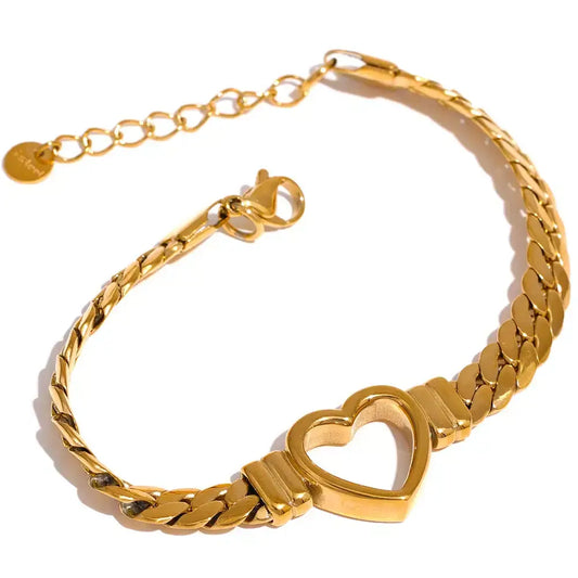 Pulseira Feminina Coração,
Pulseira de metal,
pulseira feminina elegante,
Pulseira de aço inoxidável,
Pulseira feminina resistente à água,
bracelete feminino,
pulseira sofisticada