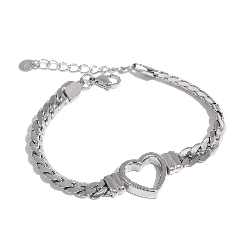 Pulseira Feminina Coração,
Pulseira de metal,
pulseira feminina elegante,
Pulseira de aço inoxidável,
Pulseira feminina resistente à água,
bracelete feminino,
pulseira sofisticada